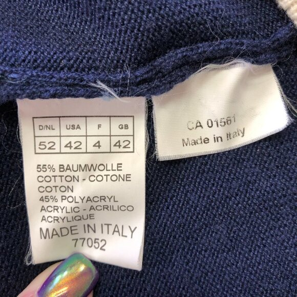 Bugatti Navy & Cream Long Sleeve Zip Up Knit Sweater Size 42 (Large) - Picture 4 of 10